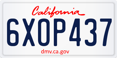 CA license plate 6XOP437