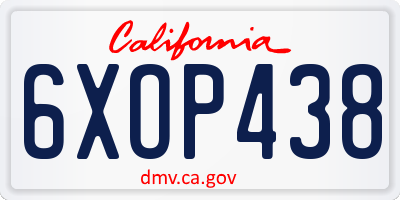 CA license plate 6XOP438