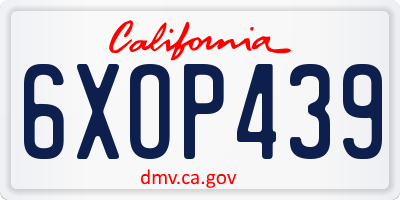CA license plate 6XOP439