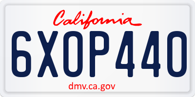 CA license plate 6XOP440
