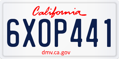CA license plate 6XOP441