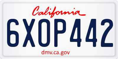 CA license plate 6XOP442