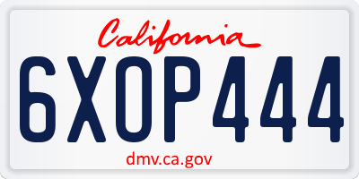 CA license plate 6XOP444