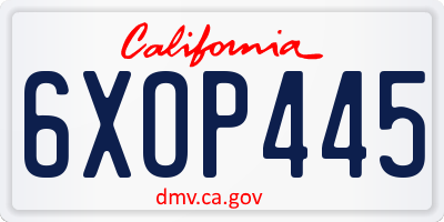 CA license plate 6XOP445
