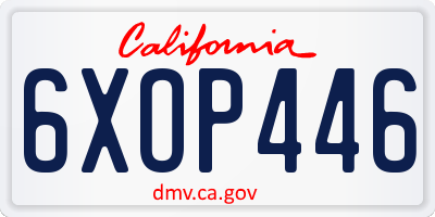 CA license plate 6XOP446