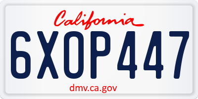 CA license plate 6XOP447