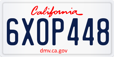 CA license plate 6XOP448