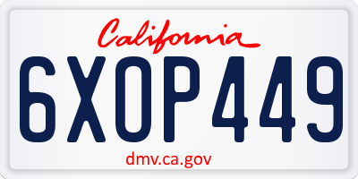 CA license plate 6XOP449
