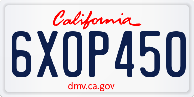 CA license plate 6XOP450
