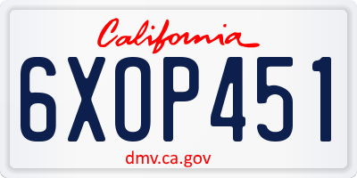 CA license plate 6XOP451