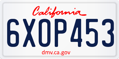 CA license plate 6XOP453