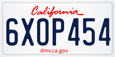 CA license plate 6XOP454