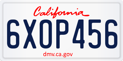 CA license plate 6XOP456