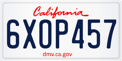 CA license plate 6XOP457