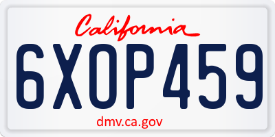 CA license plate 6XOP459