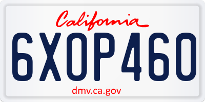 CA license plate 6XOP460