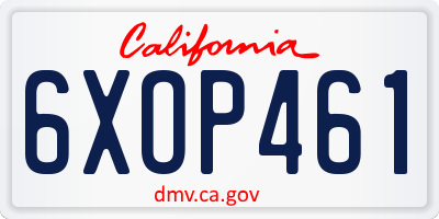 CA license plate 6XOP461