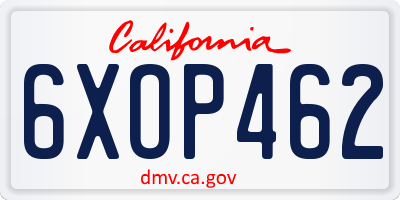 CA license plate 6XOP462
