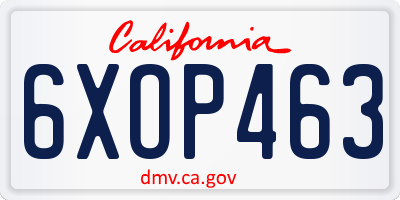 CA license plate 6XOP463