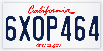 CA license plate 6XOP464