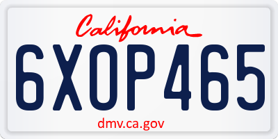 CA license plate 6XOP465