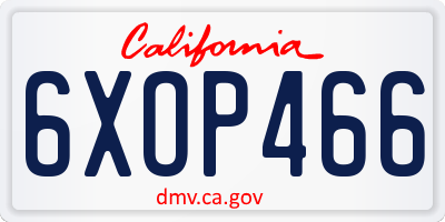 CA license plate 6XOP466
