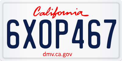 CA license plate 6XOP467