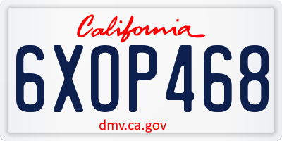 CA license plate 6XOP468