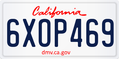 CA license plate 6XOP469