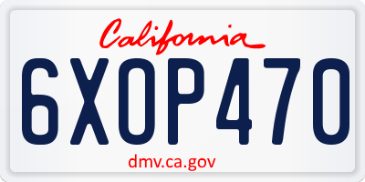 CA license plate 6XOP470