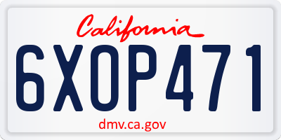 CA license plate 6XOP471