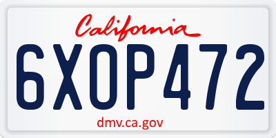 CA license plate 6XOP472