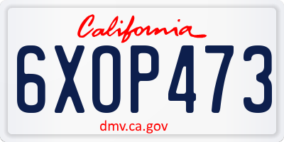 CA license plate 6XOP473