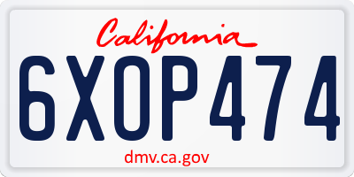 CA license plate 6XOP474