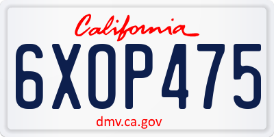 CA license plate 6XOP475