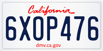 CA license plate 6XOP476