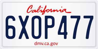 CA license plate 6XOP477