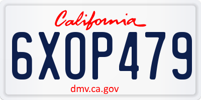 CA license plate 6XOP479