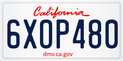 CA license plate 6XOP480