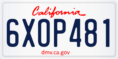 CA license plate 6XOP481