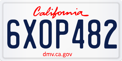 CA license plate 6XOP482