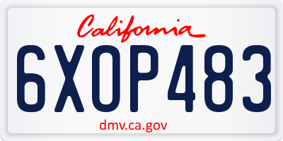 CA license plate 6XOP483