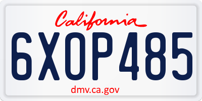 CA license plate 6XOP485