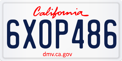 CA license plate 6XOP486
