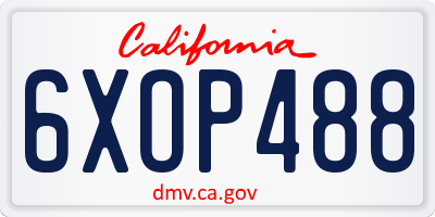 CA license plate 6XOP488