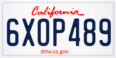 CA license plate 6XOP489