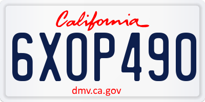 CA license plate 6XOP490