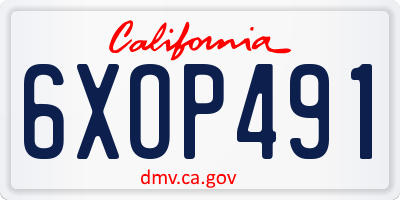 CA license plate 6XOP491