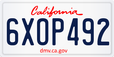 CA license plate 6XOP492