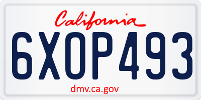 CA license plate 6XOP493